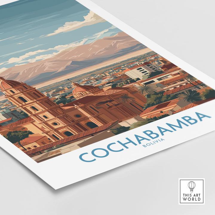 Cochabamba Bolivia wall art showcasing scenic city views and cultural landmarks, perfect for travel decor.