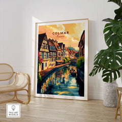 Colmar Art Print showcasing vibrant colors and intricate details of Colmar, France's picturesque streets.