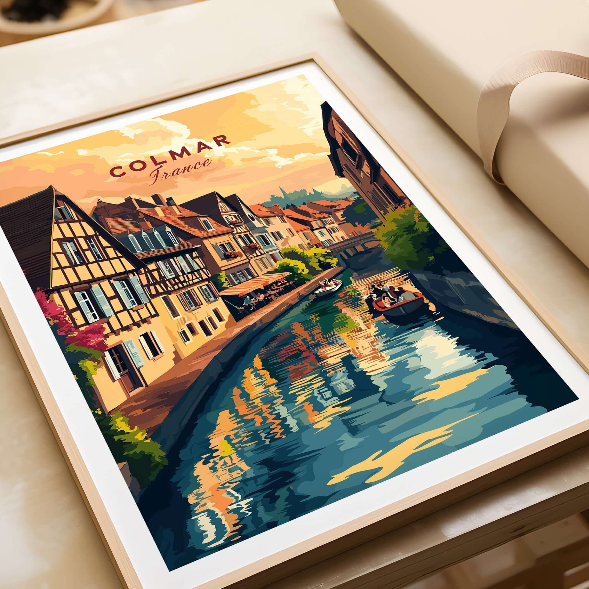 Colmar Art Print showcasing vibrant colors and intricate details of Colmar, France, perfect for home or office decor.
