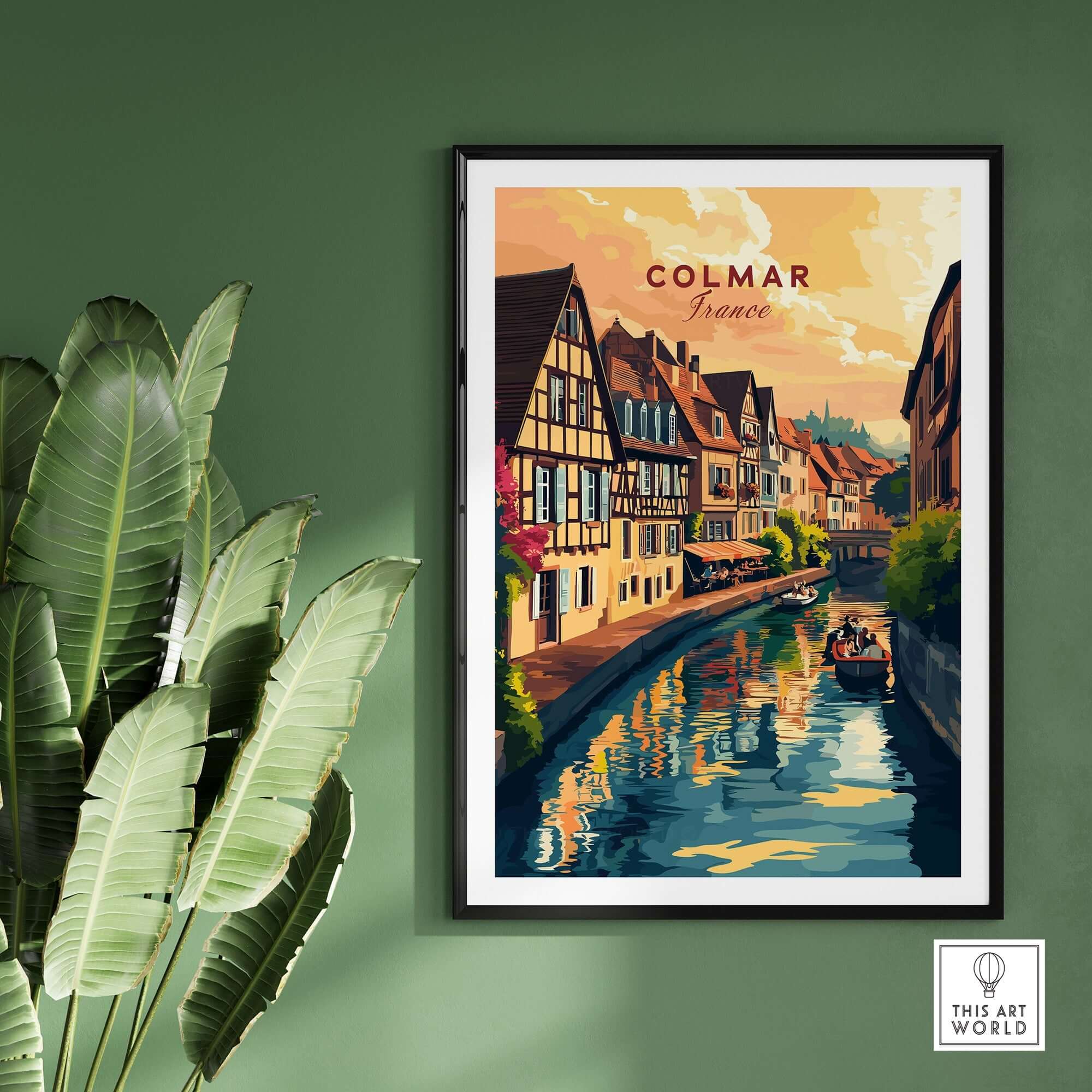 Colmar Art Print depicting charming canals and houses in Colmar, France, with vibrant colors and intricate details.
