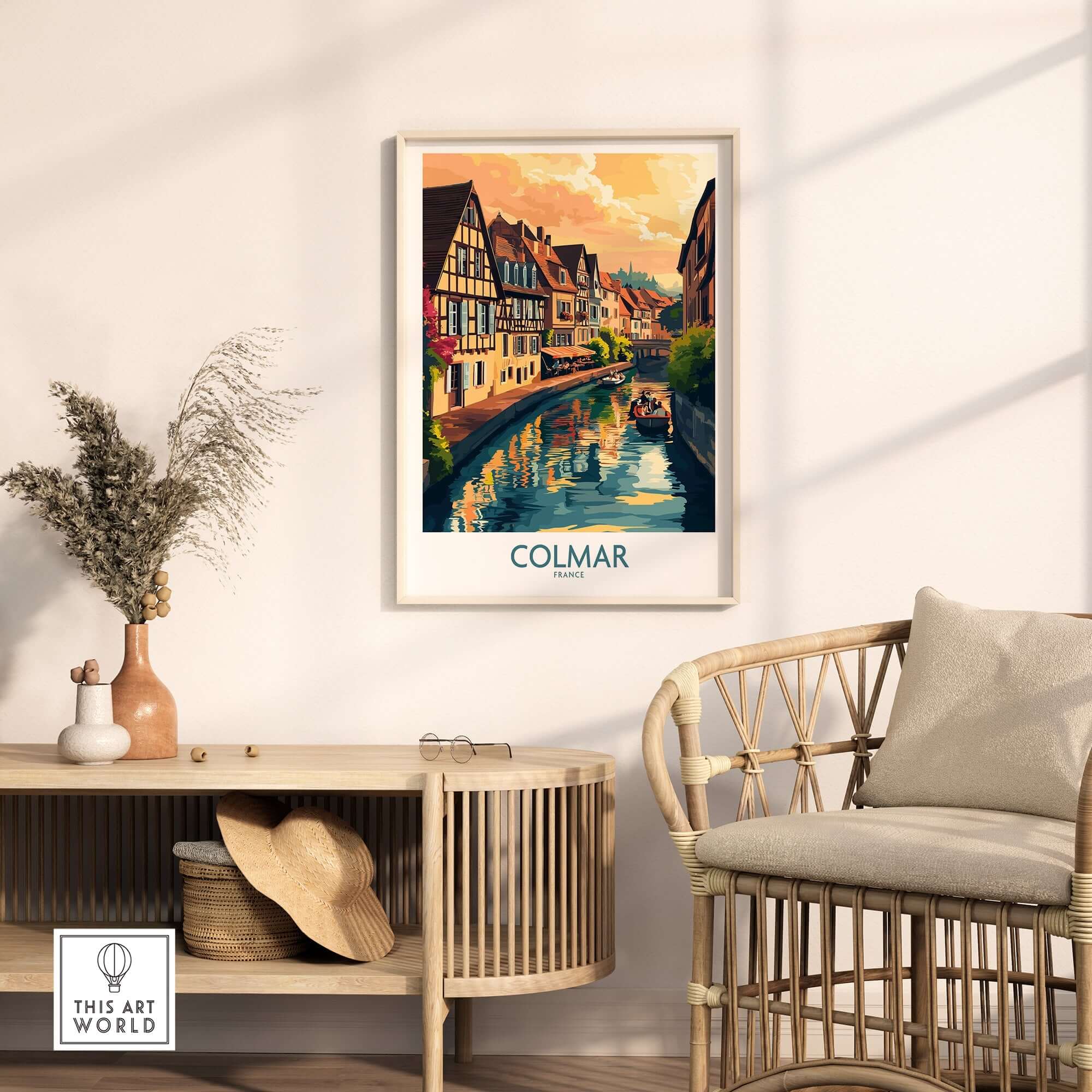 Colmar Print showcasing a picturesque canal scene from the charming town of Colmar, France.