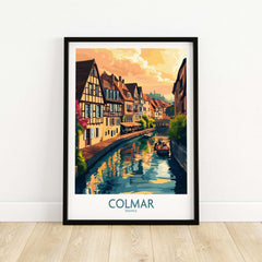 Colmar Print showcasing a picturesque canal and charming houses in Colmar, France, perfect for home decor.