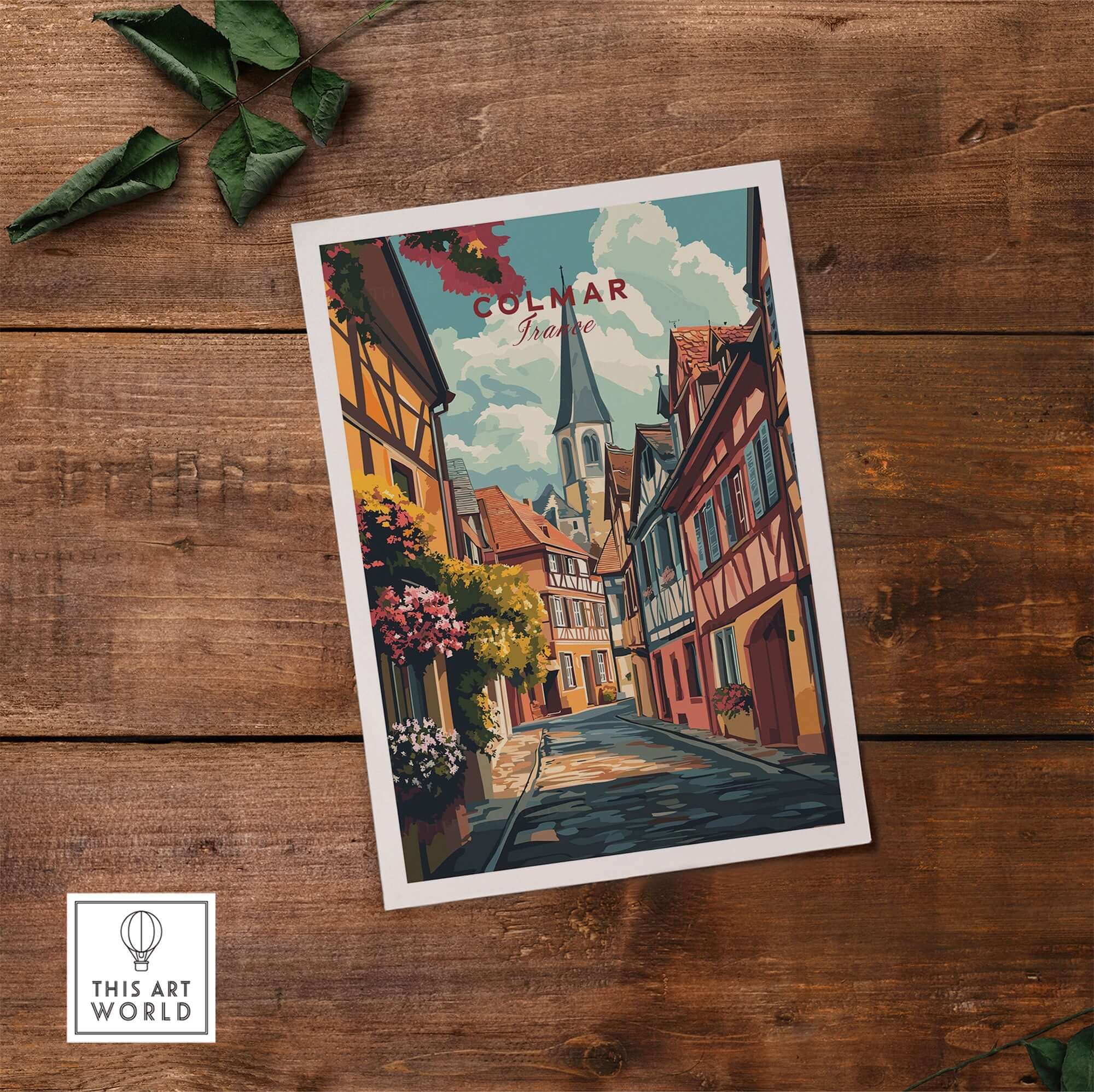 Colmar Wall Art depicting a picturesque street in Colmar, France with vibrant colors and intricate details.