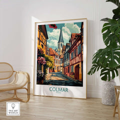 Colmar Wall Art Print showcasing vibrant street scene in Colmar, France, perfect for home decor.