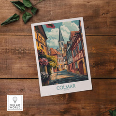 Colmar Wall Art Print showcasing a charming street scene in Colmar, France with vibrant colors and stunning details.