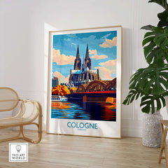 Cologne Poster Germany featuring the iconic Cologne Cathedral and vibrant cityscape.