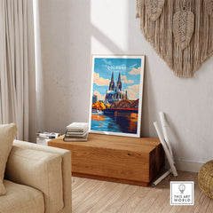 Cologne Print Germany beautiful city art print displayed in stylish home decor setting.