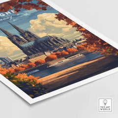 Cologne Travel Print featuring the iconic Cologne Cathedral in a vibrant landscape setting.