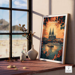 Cologne Wall Art featuring a vibrant sunset cityscape of Cologne, Germany, to elevate your home decor.