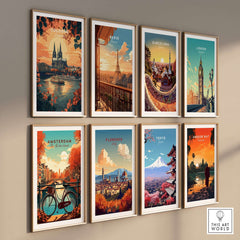 Stylish Cologne Wall Art collection showcasing vibrant cityscapes from around the world.