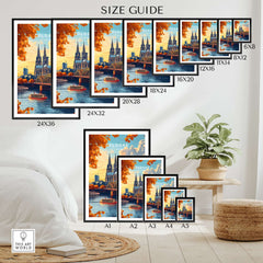 Cologne Wall Art Poster size guide showcasing various print sizes and elegant design.