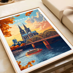 Cologne Wall Art Poster showcasing the Cologne Cathedral and city skyline, perfect for home decor.