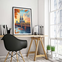 Cologne Wall Art Poster featuring the iconic Cologne skyline and bridge, adding elegance to your home decor.