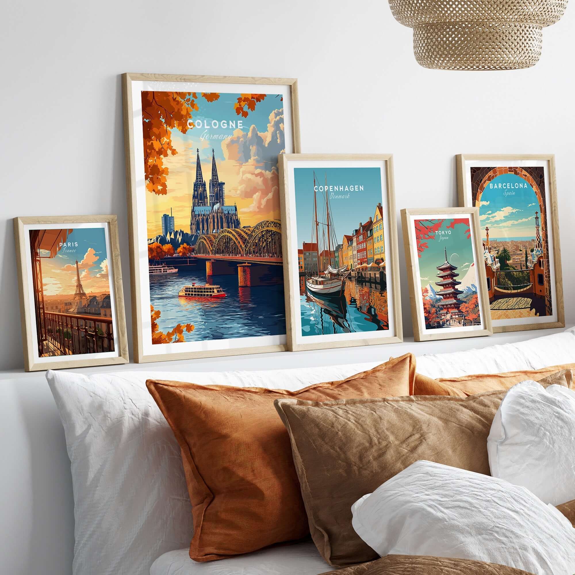 Cologne Wall Art Poster showcasing the iconic Cologne Cathedral and vibrant cityscape in a stylish home decor setting.