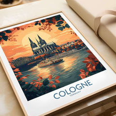 Cologne Wall Art Print featuring the Cologne Cathedral and cityscape in vibrant colors.