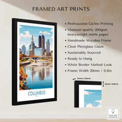 Columbus Ohio Wall Art – Cityscape Canvas Print showcasing urban scenery with professionally framed design.