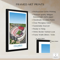 Columbus Ohio Wall Art – Collegiate Football Stadium Sports Decor framed art print showcasing a famous football stadium.