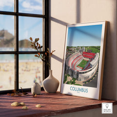 Columbus Ohio Wall Art – Collegiate Football Stadium Sports Decor displayed in a stylish interior setting.