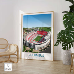 Columbus Ohio Wall Art – Collegiate Football Stadium Sports Decor framed print in modern interior setting.