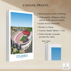 Columbus Ohio Wall Art – Collegiate Football Stadium Sports Decor featuring professional giclée printing and canvas details.