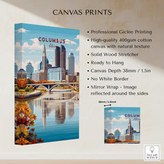 Columbus Ohio Travel Poster – City Skyline showcasing vibrant city skyline and modern architecture.