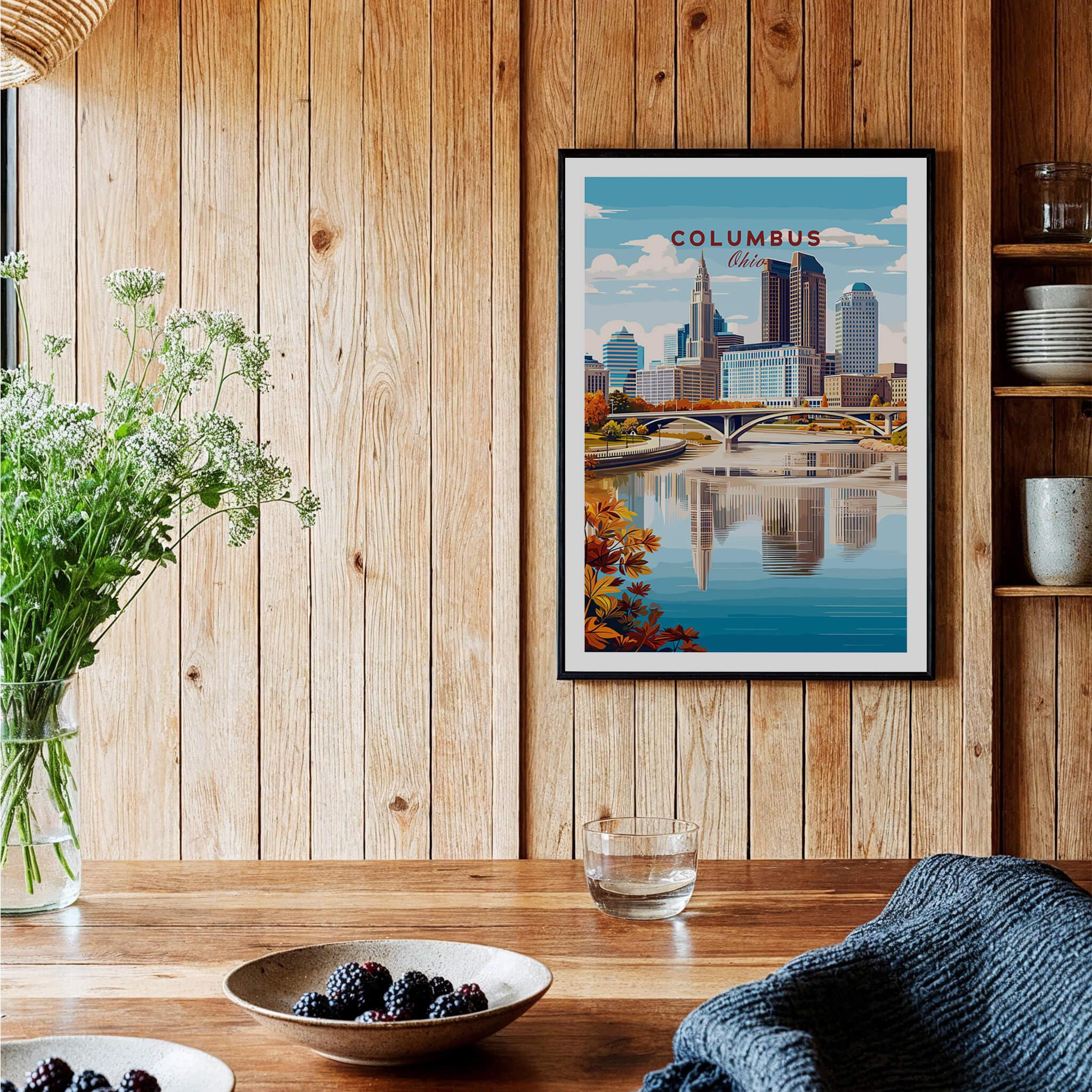 Columbus Ohio Travel Poster – City Skyline – This Art World