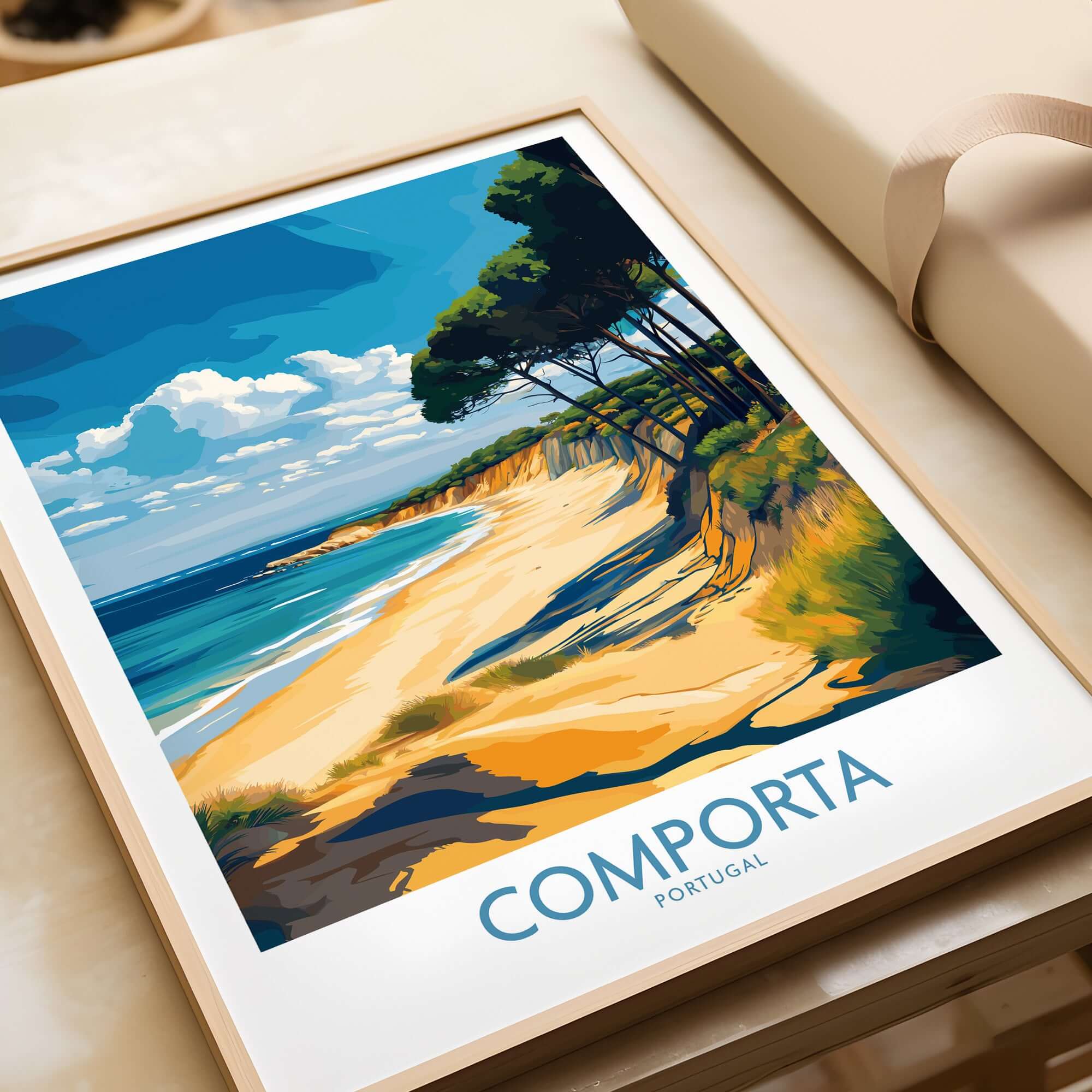 Comporta Coastline Print - Portuguese Travel Destination Decor showcasing the beautiful beach in Comporta, Portugal.