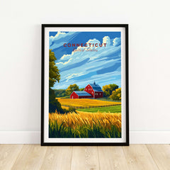 Connecticut Art Print showcasing vibrant colors and intricate details of a beautiful rural landscape.