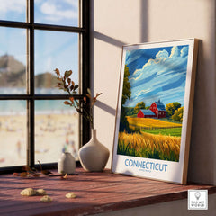 Connecticut Print showcasing vibrant landscapes and landmarks from Connecticut, perfect for travel lovers and art enthusiasts.