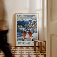 Copper Mountain Colorado Ski Print – Alpine Resort displayed in a cozy indoor setting, capturing a winter landscape.