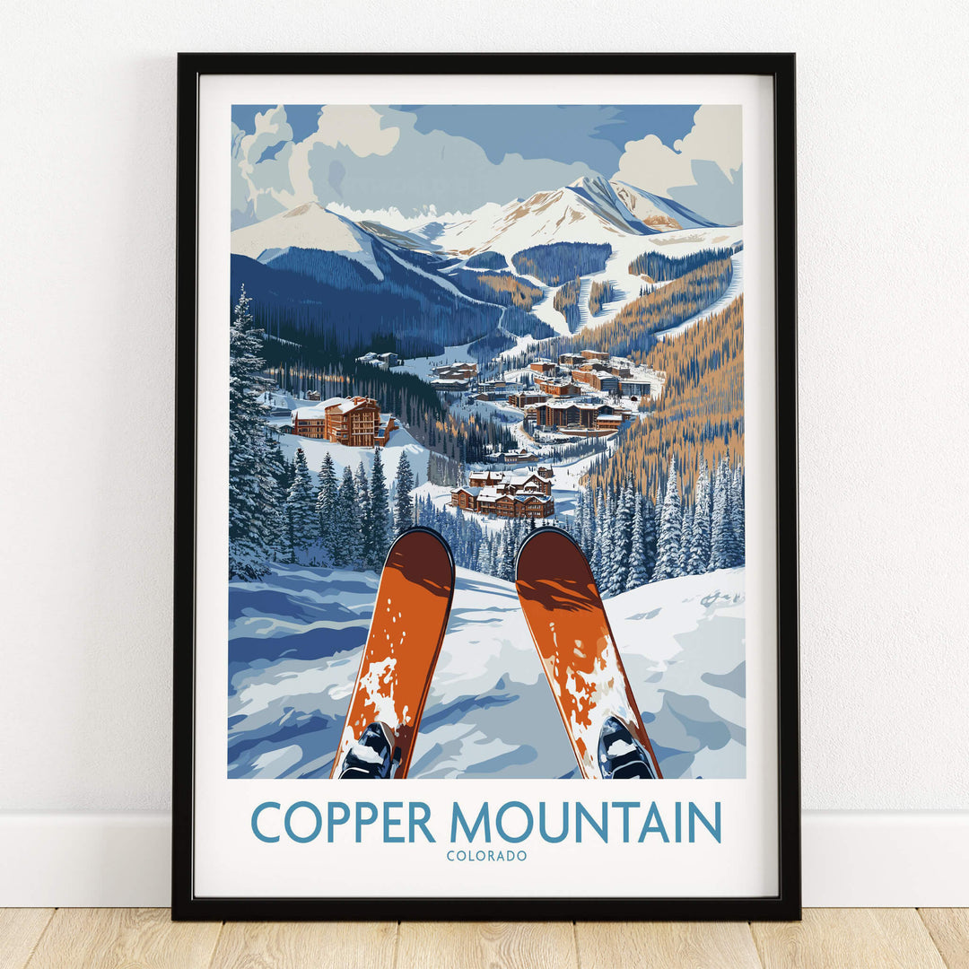 Copper Mountain Colorado Ski Print – Alpine Resort showcasing a stunning alpine view with ski slopes and cozy lodges.
