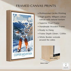 Framed Copper Mountain Colorado Ski Print – Alpine Resort showcasing professional Giclée printing and wooden frame.