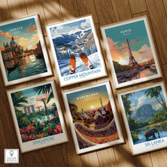 Copper Mountain Colorado Ski Print – Alpine Resort artwork surrounded by other travel prints.