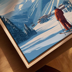 Copper Mountain Ski Poster featuring a skier on a snowy slope with majestic mountains in the background.
