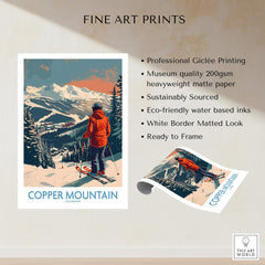 Ski Poster Copper Mountain Wall Art – Winter Sports Colorado showcasing a skier on a snowy mountain.