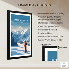 Copper Mountain Ski Poster featuring a framed art print of Colorado's stunning winter landscape.