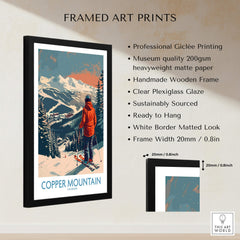 Ski Poster Copper Mountain Wall Art – Winter Sports Colorado framed print showcasing snowy landscapes and skier.