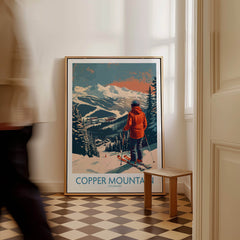 Ski Poster Copper Mountain Wall Art – Winter Sports Colorado displayed in a stylish interior setting.