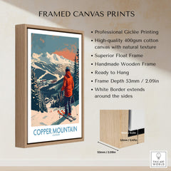 Ski Poster Copper Mountain Wall Art – Winter Sports Colorado framed canvas print showcasing professional giclée quality.