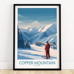 Copper Mountain Ski Wall Art – Winter Sports Colorado showcasing a skier against snowy mountain backdrop.