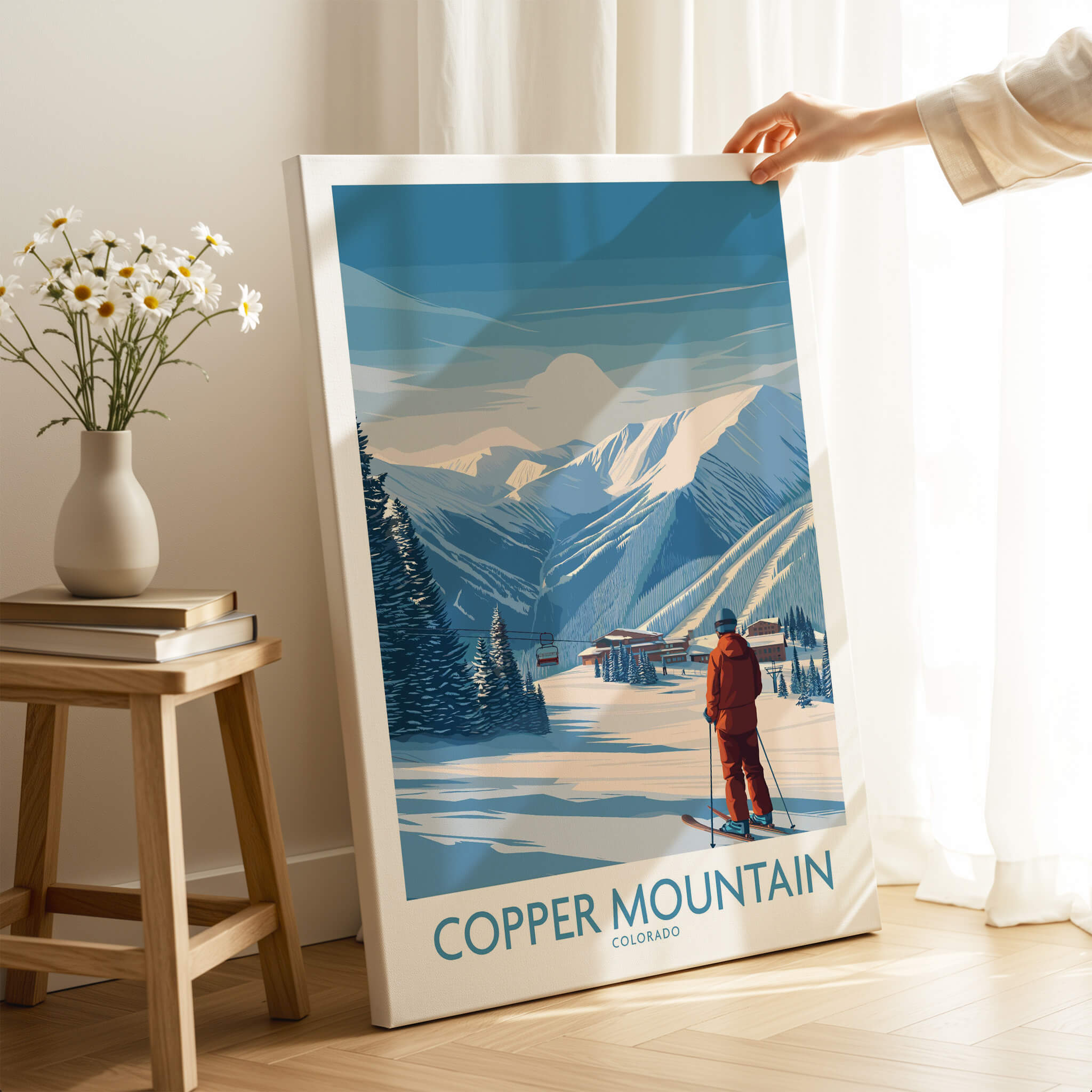 Copper Mountain Ski Wall Art – Winter Sports Colorado showcasing a skier in a snowy mountain landscape.