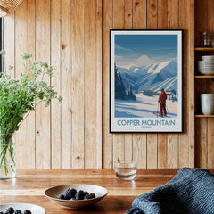 Copper Mountain Ski Wall Art – Winter Sports Colorado showcasing a skier against a snowy mountain backdrop.