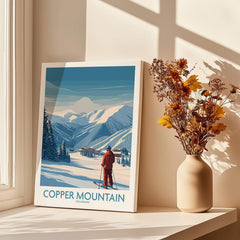 Copper Mountain Ski Wall Art – Winter Sports Colorado featuring a skier against stunning mountain scenery.