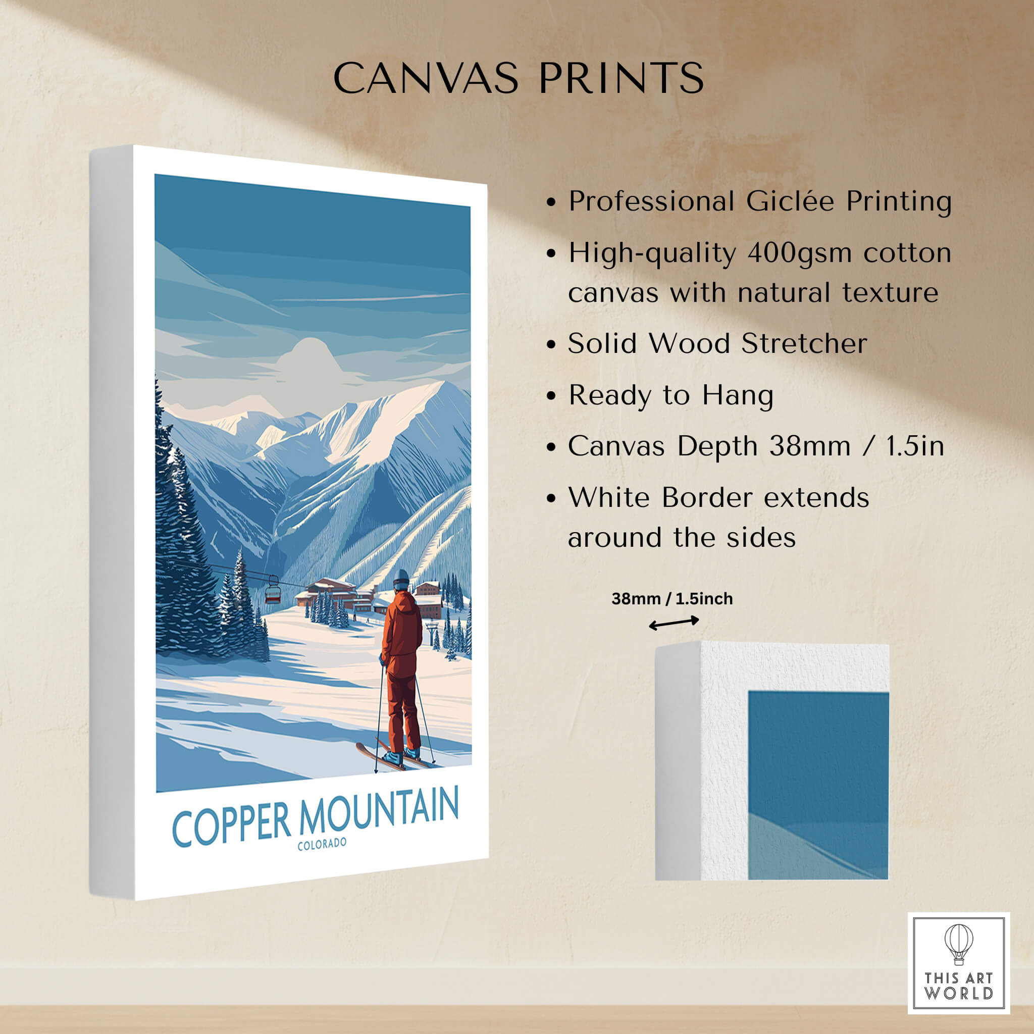 Copper Mountain Ski Wall Art – Winter Sports Colorado showcasing professional Giclée printing on high-quality canvas.