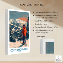 Ski Poster Copper Mountain Wall Art – Winter Sports Colorado displayed on a wall, showcasing winter sports theme.