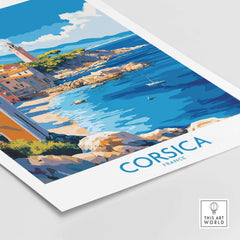 Corsica Art Print featuring picturesque coastal scenery and vibrant landscapes of Corsica, France.