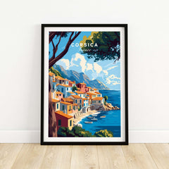 Corsica Wall Art featuring vibrant coastal village scenery with boats and serene landscapes.