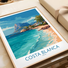 Costa Blanca Poster - Spain Wall Art featuring coastal landscapes and golden beaches of Costa Blanca, Spain.