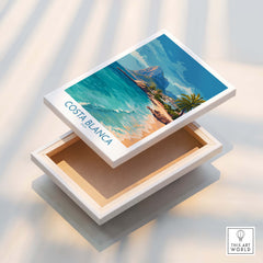 Costa Blanca Poster - Spain Wall Art featuring coastal landscapes and beaches in a stylish box design.