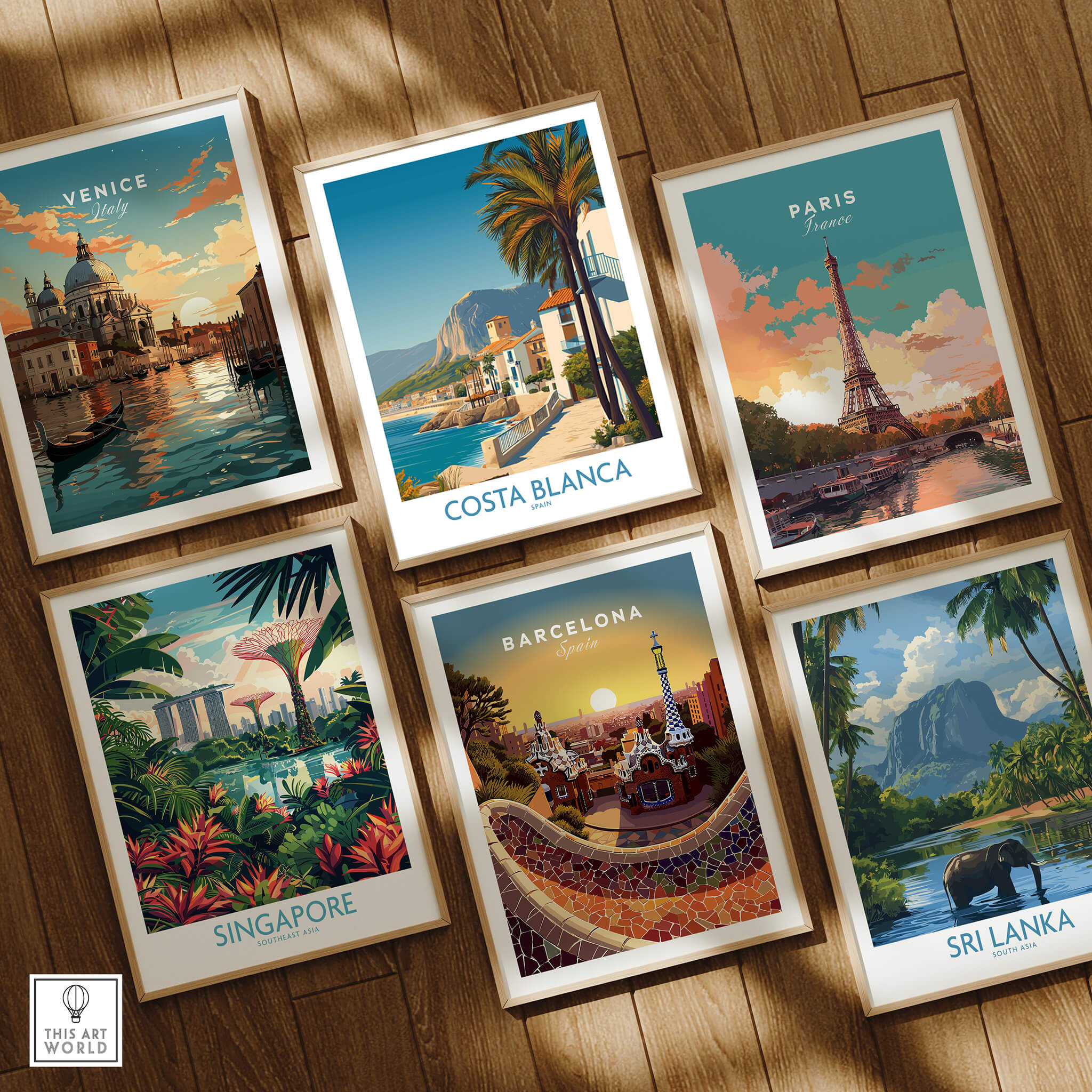Costa Blanca Wall Art - Canvas Poster Spain showcased among travel-themed art prints of famous global destinations.